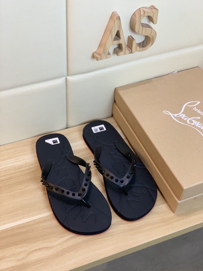 Christian Louboutin Loubi Flip Slide Black Black