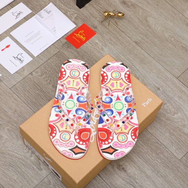Christian Louboutin CL Rubber Sole Flip Flops Multicolor