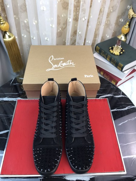 Christian Louboutin Louis Junior High-top sneakers - Veau velours and spikes - Black