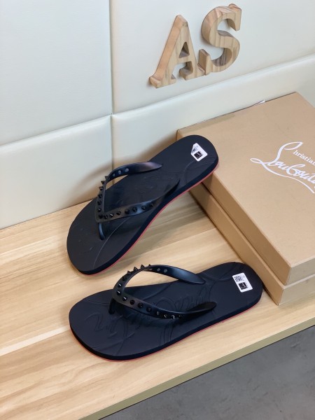 Christian Louboutin Loubi Flip Slide Black Black