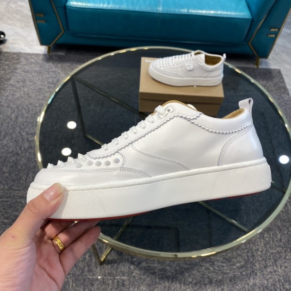 Christian Louboutin Happyrui Spikes Flat 'White'