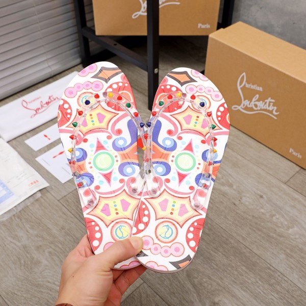 Christian Louboutin CL Rubber Sole Flip Flops Multicolor