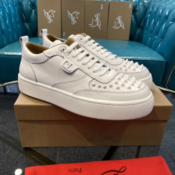 Christian Louboutin Happyrui Spikes Flat 'White'