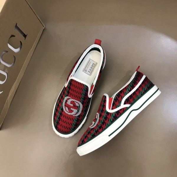 GUCCI Tennis 1977 Low top Stylish Skateboarding Shoes White Green Red