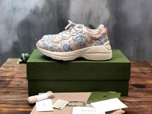 GUCCI Rhyton Liberty London Leather Low top Chunky Sneakers Mint Green