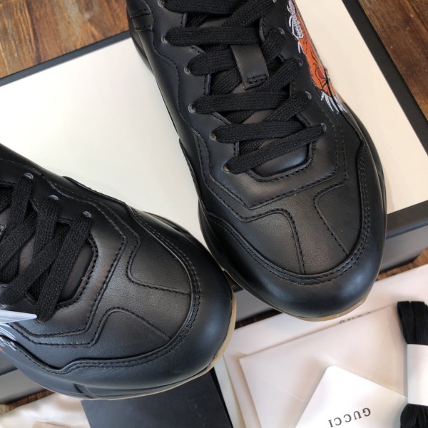 GUCCI Rhyton Tiger Print Leather Sneakers