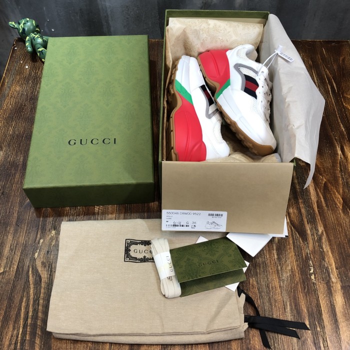 GUCCI Rhyton Daddy Shoes White Red Green Reflective