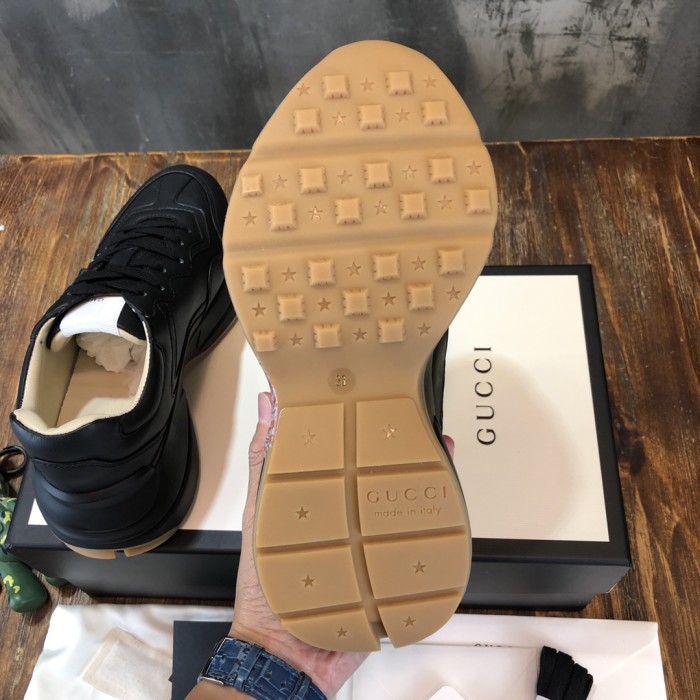 GUCCI Rhyton Tiger Print Leather Sneakers
