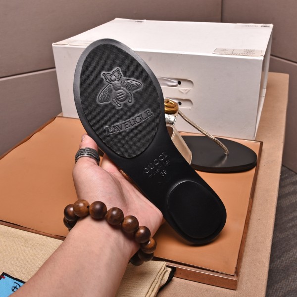 GUCCI GG Marmont Fashion Flip Flops Women's Gold