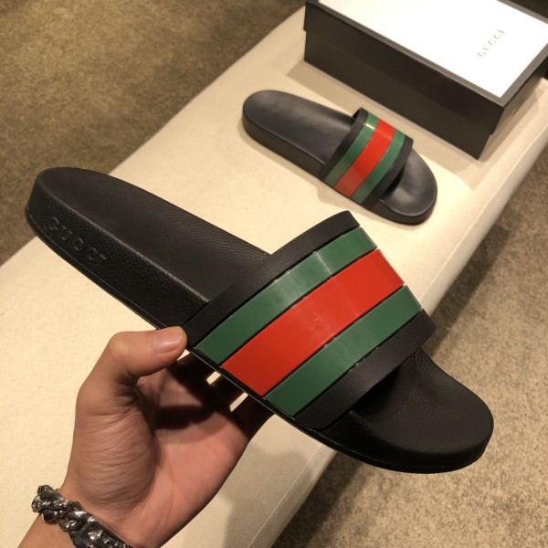 GUCCI Rubber Slides Red Green