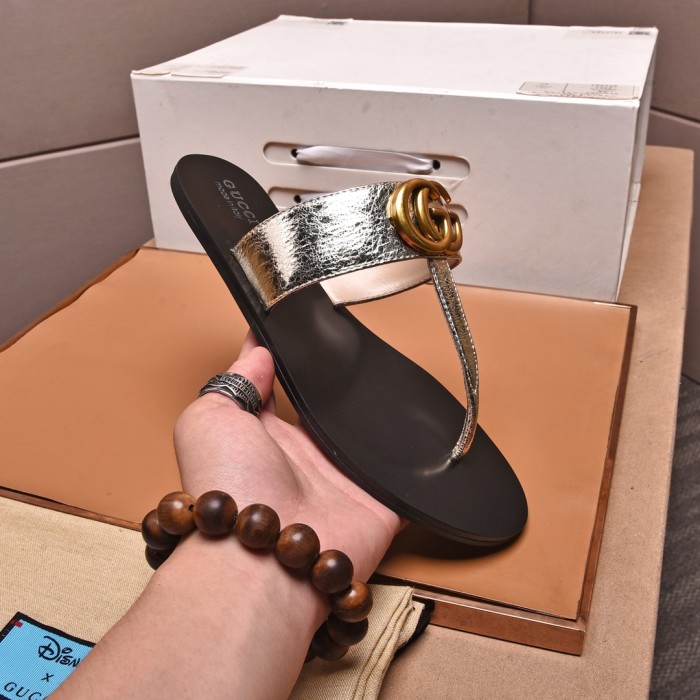 GUCCI GG Marmont Fashion Flip Flops Women's Gold