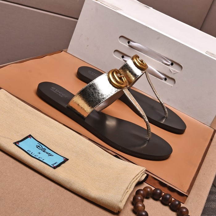 GUCCI GG Marmont Fashion Flip Flops Women's Gold