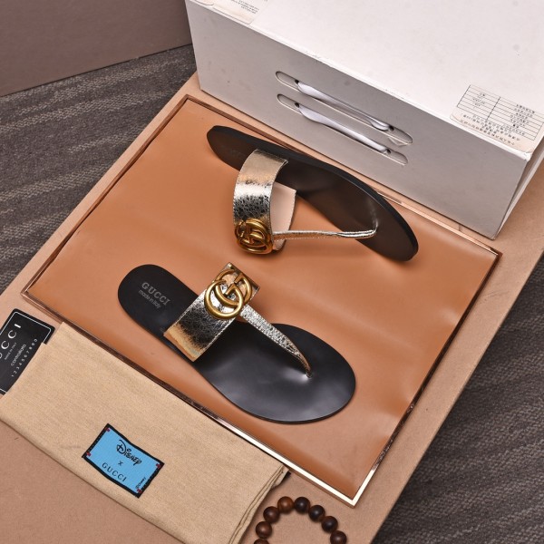 GUCCI GG Marmont Fashion Flip Flops Women's Gold