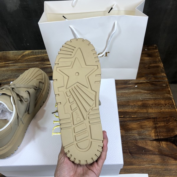 DIOR ID Cow Leather Low top Stylish Skateboarding Shoes Women's Beige