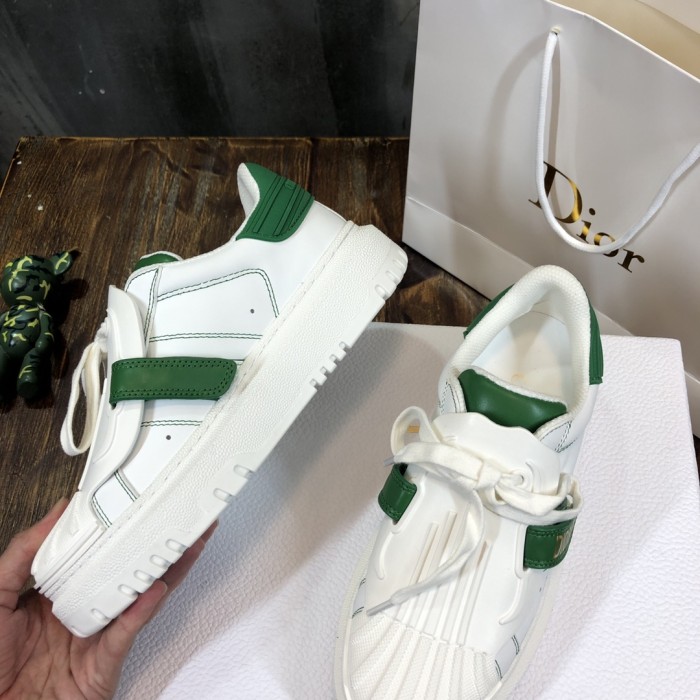 DIOR ID Cow Leather Low top Stylish Skateboarding Shoes Women's White Green