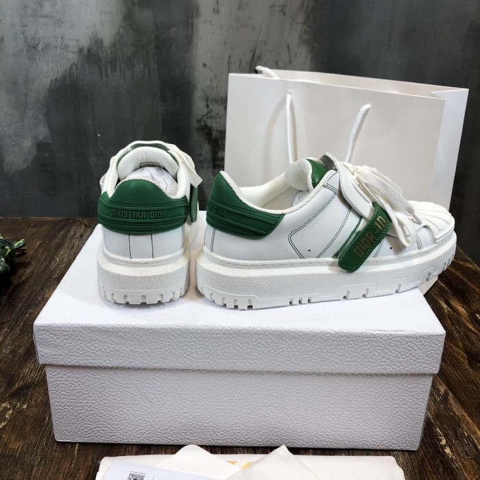DIOR ID Cow Leather Low top Stylish Skateboarding Shoes Women's White Green