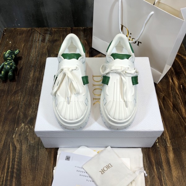 DIOR ID Cow Leather Low top Stylish Skateboarding Shoes Women's White Green