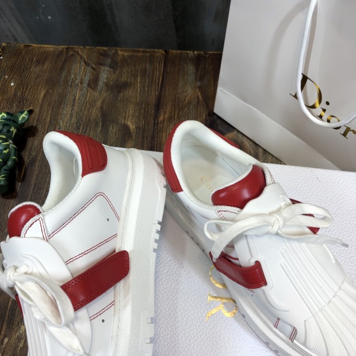 DIOR ID Shell Shoes Cow Leather Low top Stylish Skateboarding Shoes Women's White Red