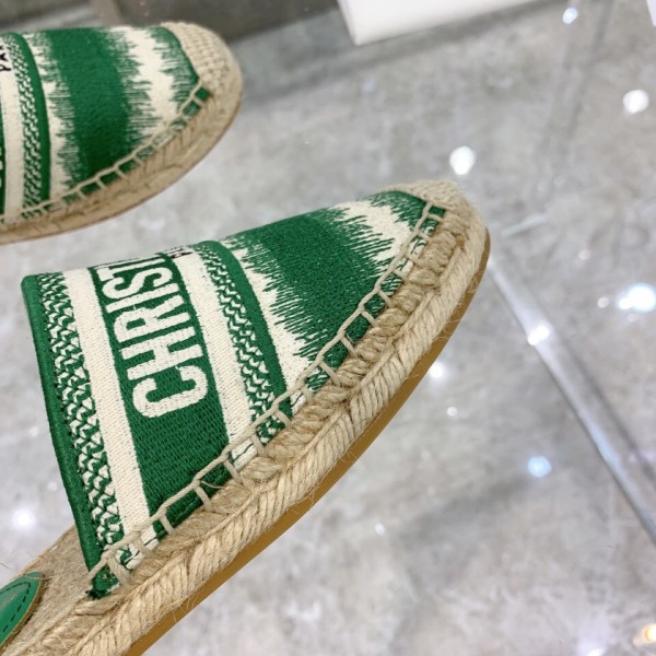 DIOR Granville Rubber Sole Closed Toe Slippers Women's Green Beige White
