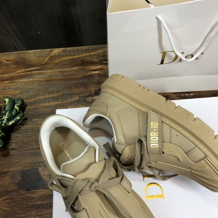 DIOR ID Cow Leather Low top Stylish Skateboarding Shoes Women's Beige