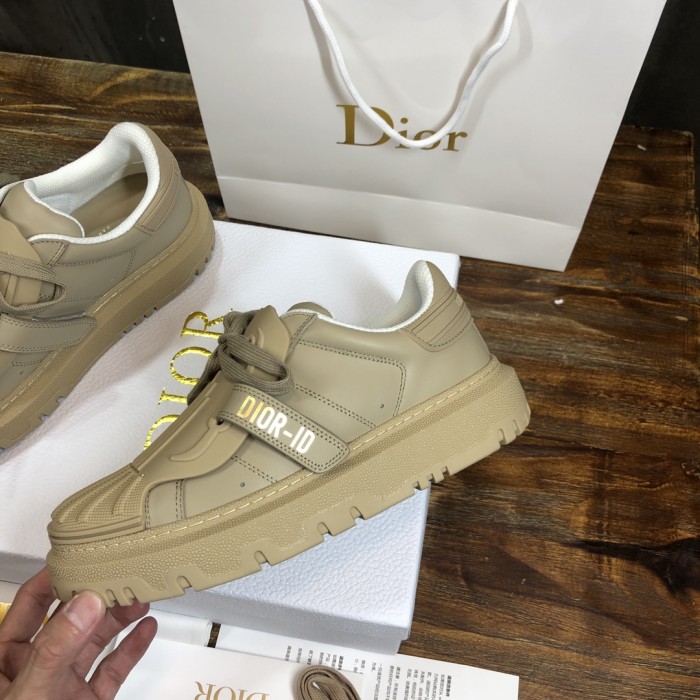 DIOR ID Cow Leather Low top Stylish Skateboarding Shoes Women's Beige