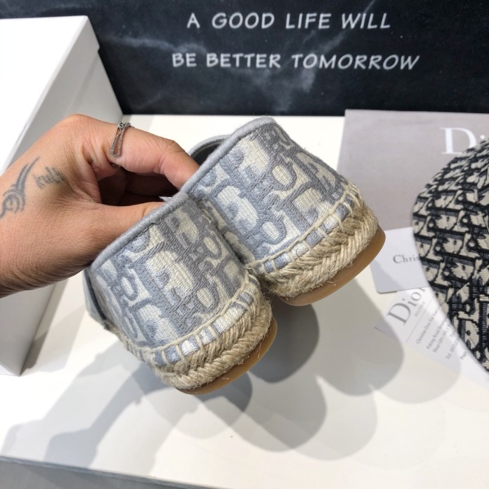 Dior Granville Espadrille  Stone Gray Dior Oblique Embroidered Cotton