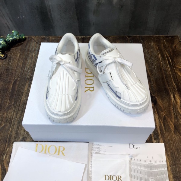DIOR ID Shell Shoes Low Top Skateboard Shoes Women's White Blue