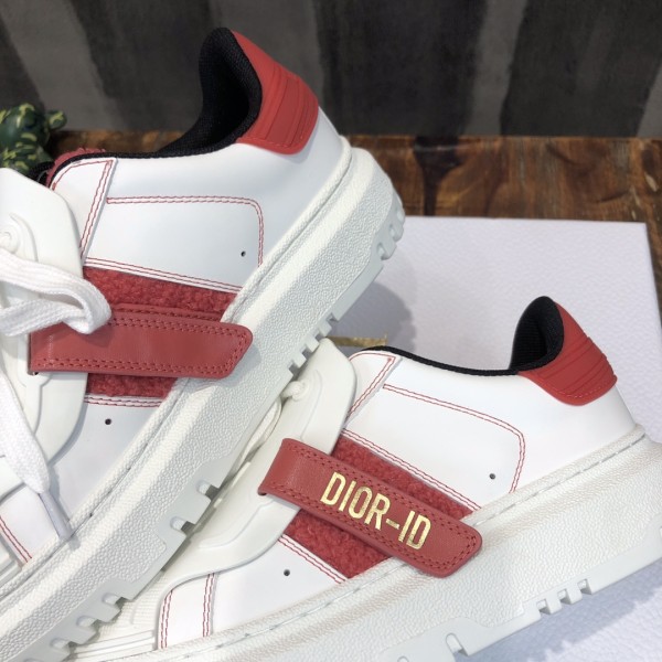 DIOR ID Shell Shoes Cow Leather Low top Stylish Skateboarding Shoes Women's White Red