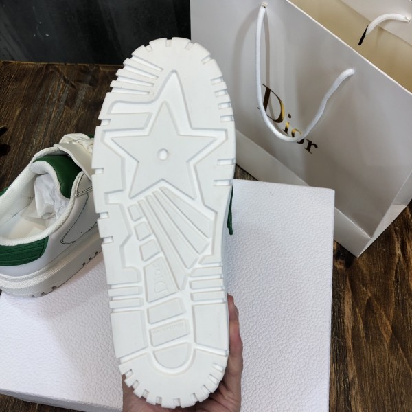 DIOR ID Cow Leather Low top Stylish Skateboarding Shoes Women's White Green