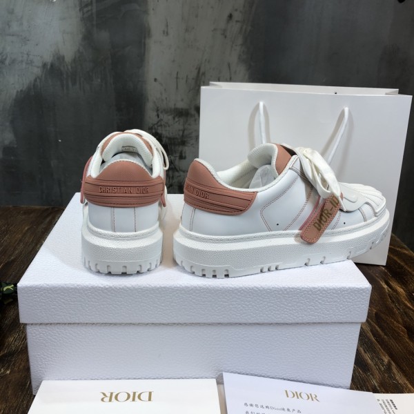 DIOR ID Shell Shoes Cow Leather Low top Stylish Skateboarding Shoes Women's Milk Tea