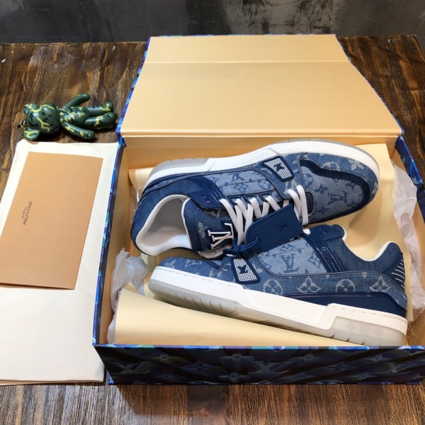 Louis Vuitton Trainer Sneaker Denim Monogram