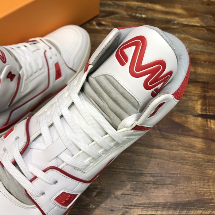 Louis Vuitton LV Trainer Sneaker Mid White Red