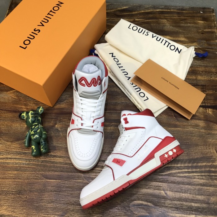Louis Vuitton LV Trainer Sneaker Mid White Red