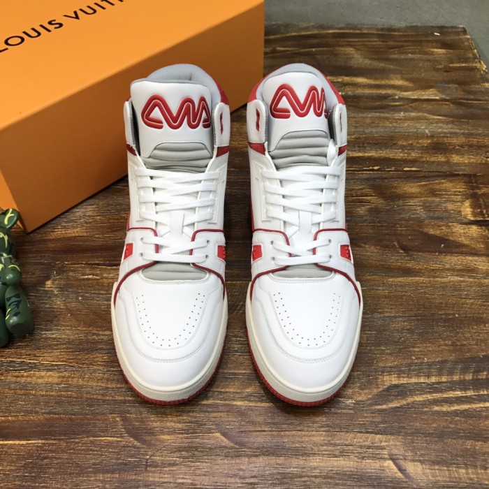 Louis Vuitton LV Trainer Sneaker Mid White Red