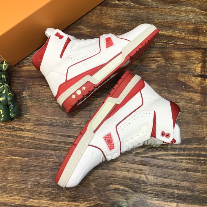 Louis Vuitton LV Trainer Sneaker Mid White Red