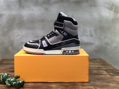 Louis Vuitton LV Trainer Sneaker Boot High Black Grey