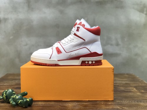 Louis Vuitton LV Trainer Sneaker Mid White Red
