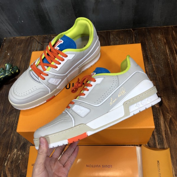 Louis Vuitton Trainer Upcycled Gray Orange