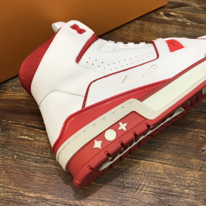 Louis Vuitton LV Trainer Sneaker Mid White Red