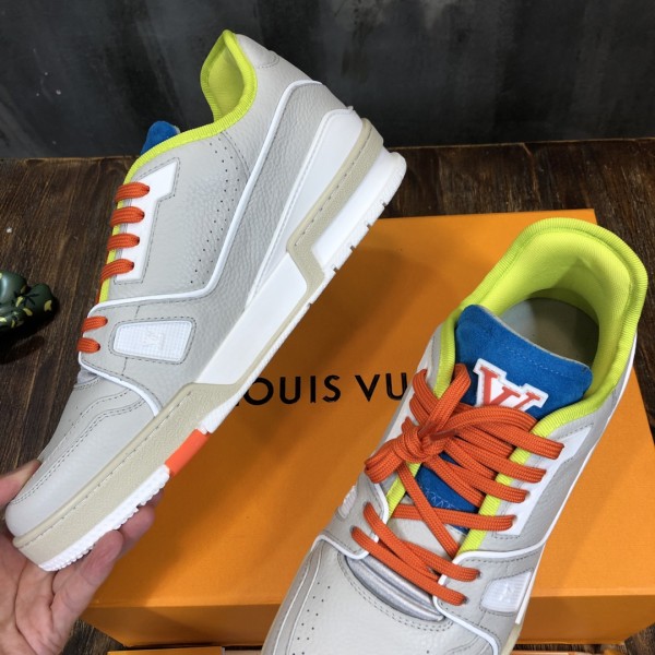 Louis Vuitton Trainer Upcycled Gray Orange