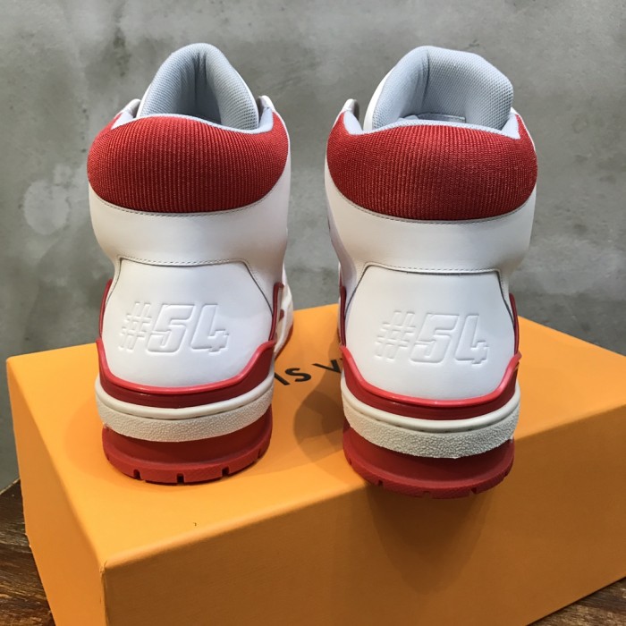 Louis Vuitton LV Trainer Sneaker Mid White Red