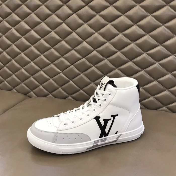 LOUIS VUITTON Charlie Monogram Unise High top Stylish Skateboarding Shoes White Black