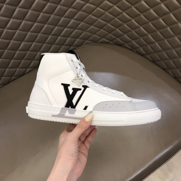 LOUIS VUITTON Charlie Monogram Unise High top Stylish Skateboarding Shoes White Black