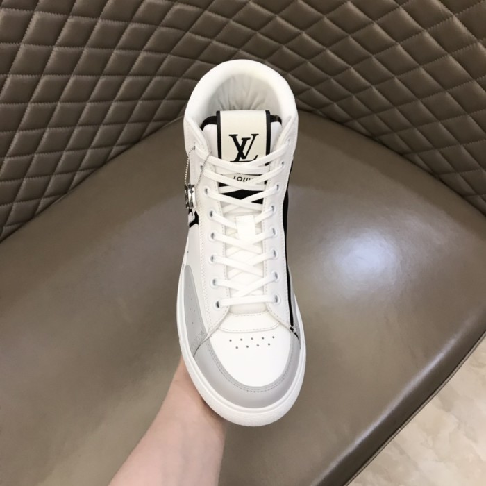 LOUIS VUITTON Charlie Monogram Unise High top Stylish Skateboarding Shoes White Black