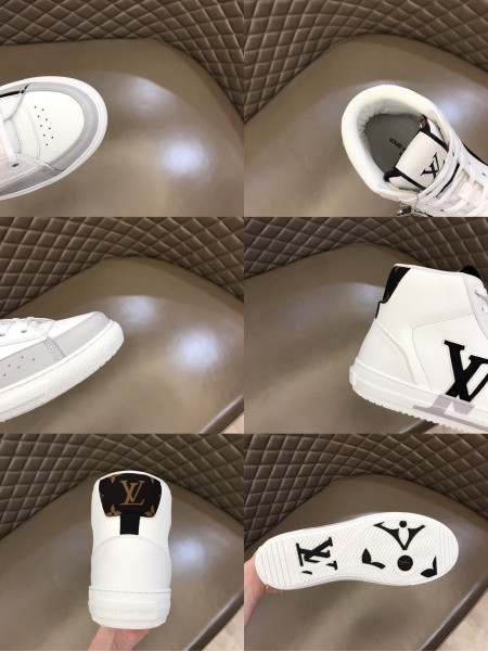 LOUIS VUITTON Charlie Monogram Unise High top Stylish Skateboarding Shoes White Black