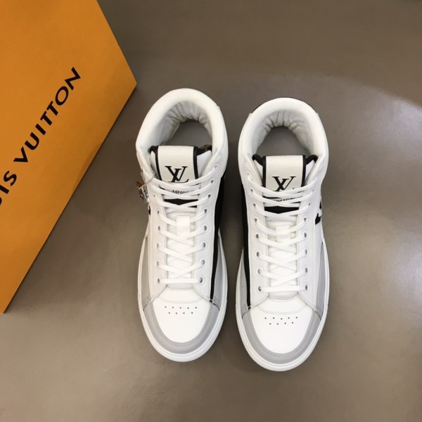 LOUIS VUITTON Charlie Monogram Unise High top Stylish Skateboarding Shoes White Black
