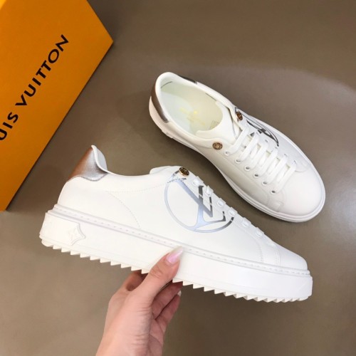 LOUIS VUITTON Time Out Stylish Skateboarding Shoes Women's White Gray