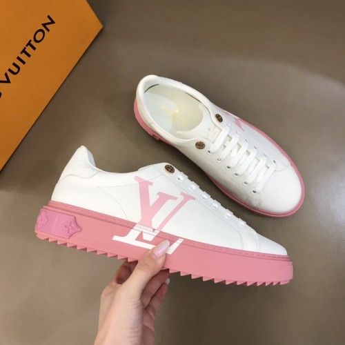 LOUIS VUITTON Time Out Low Top Stylish Skateboarding Shoes Women's White Pink