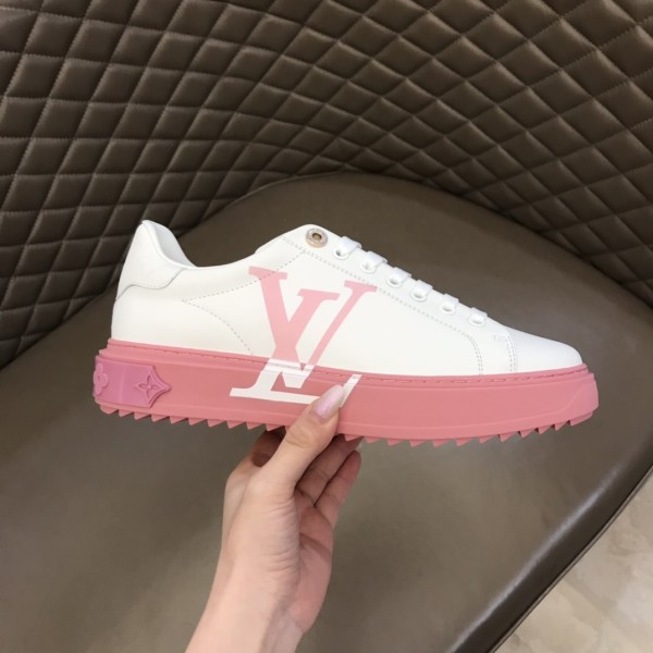 LOUIS VUITTON Time Out Low Top Stylish Skateboarding Shoes Women's White Pink