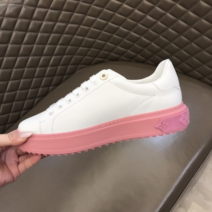 LOUIS VUITTON Time Out Low Top Stylish Skateboarding Shoes Women's White Pink